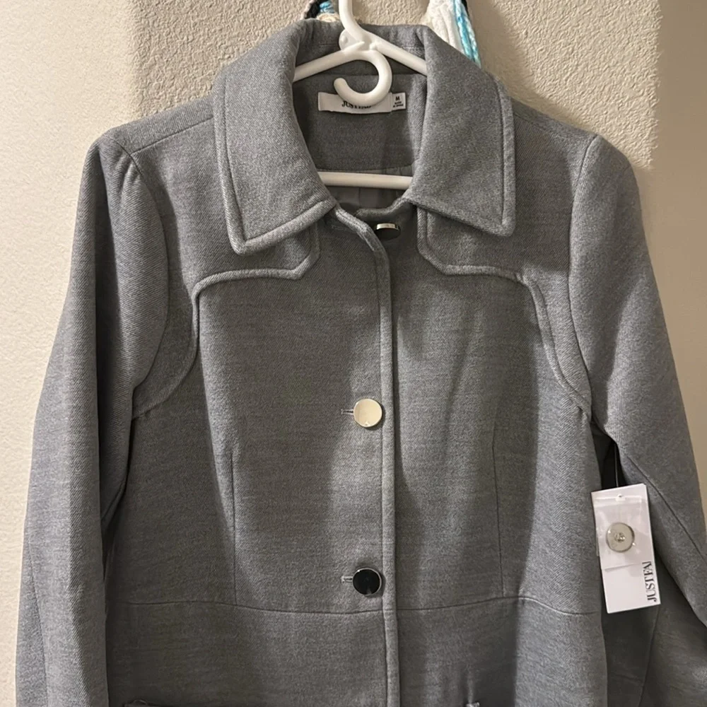 JustFab gray coat medium - Picture 2 of 6